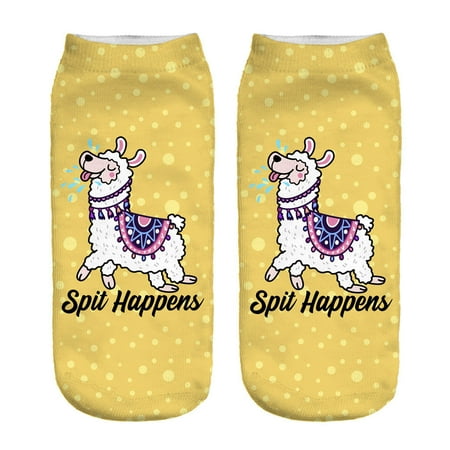 

3D Digital Printing Alpaca Female Socks Adult Invisible Socks Magic Socks