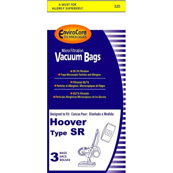 Replacement Part For Hoover 3PK, SR CANISTER-MICROLINED, PAPER BAGS 325