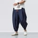 thumbnail image 2 of Pantalones harem holgados de algodón y lino para hombre - Pantalones anchos lisos para yoga - Informales/para la playa, aptos para todas las estaciones, 2 of 7