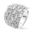 thumbnail image 1 of Precious Stars Precious Stars R07408R-C01-09 Bague Mode Multi-Rangées en Zircon Cubique Taille Baguette Argentée, 1 of 2