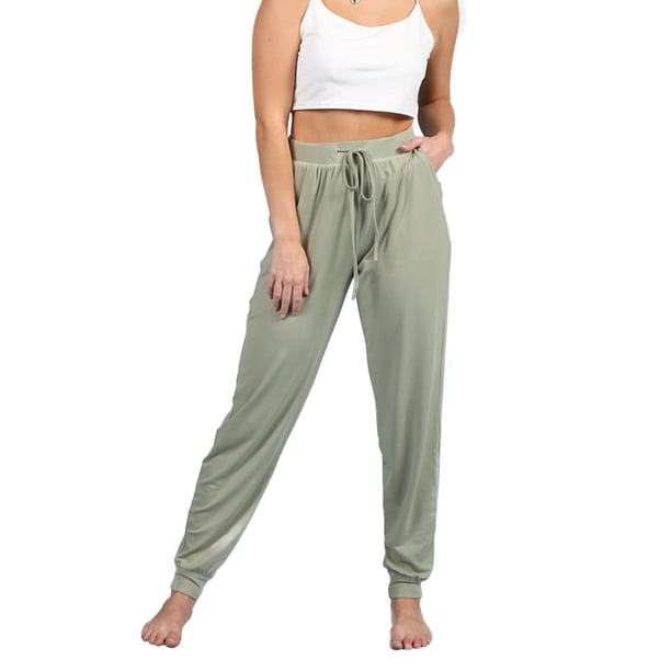 Doublju Women's Elastic Waist Fashion Jogger Pants (Plus Size Available