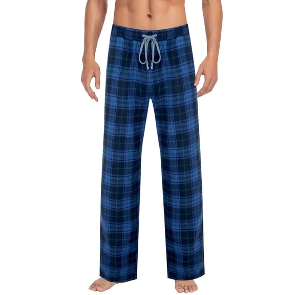 PNTUTB Men's Fashion Checkered Casual Loose Elastic Waist Drawstring Comfortable Wide Leg Long Pants with Pockets