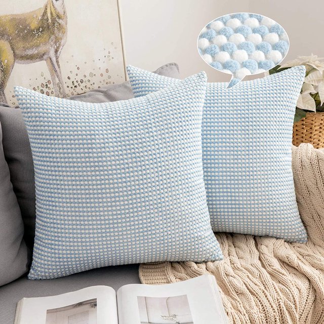 2pcs Corduroy Granule Throw Pillow Covers Soft Pellets Solid Decorative Square Cushion Case for Sofa