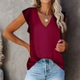 thumbnail image 4 of Timegard Tops for Women Chiffon Ruffle Cap Sleeve V Neck Loose Blouse Summer Vacation Casual Tops, 4 of 7