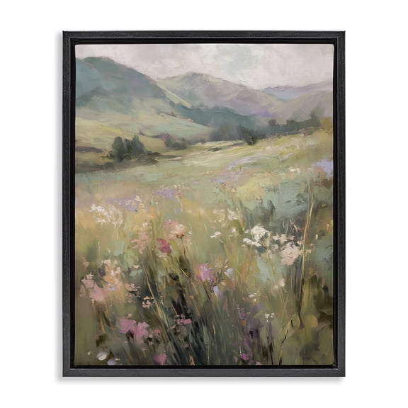 Stupell Industries Sunlit Meadows Landscape Black Framed Floater Canvas Wall Art, design by Svetlana Aleynikova
