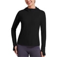 thumbnail image 2 of Hfnxid Sun Shirts for Women Lightweight UPF 50+ Long Sleeve Hoodies Quick Dry Full Zipper Blouses Outdoor Athletic Top Black XL, 2 of 8