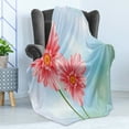 thumbnail image 4 of Gerber Daisy Soft Flannel Fleece Throw Blanket, Abstract Heart Floral Petals on Bokeh Blurry Pastel Art Backdrop, Cozy Plush for Indoor and Outdoor Use, 50" x 60", Coral and Multicolor, by Ambesonne, 4 of 5