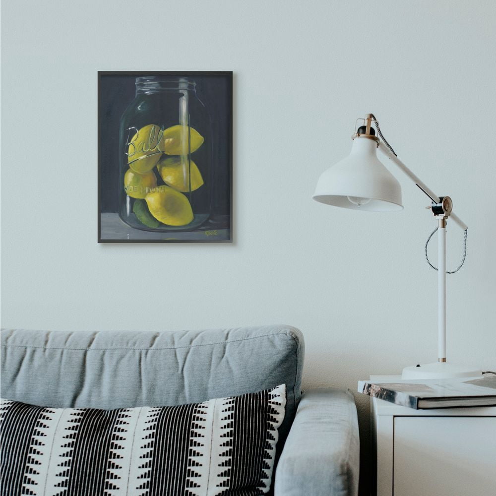 Stupell Industries Lemon Fruit Still Life Painting Framed Giclee Texturized Art by Marnie Bourque