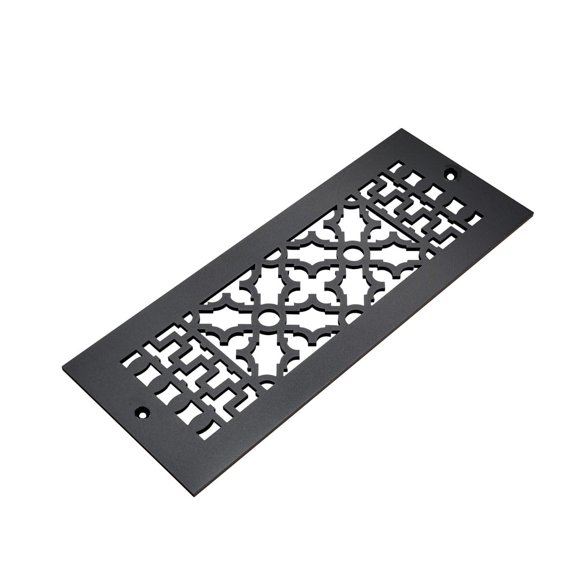 Reggio Register 6X12 Scroll Pattern Floor Register - Black Cast Iron - Metal Vent Cover Grille for Home Floors, Walls, and Ceilings with Mounting Holes. Made in USA | 814-H