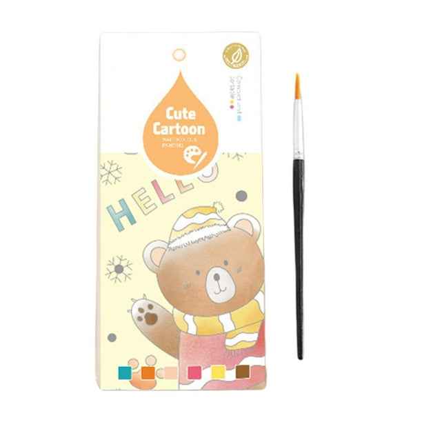 Libros de bolsillo Libro de acuarela con pincel Paleta de acuarela Pintura de acuarela Dibujos animados
