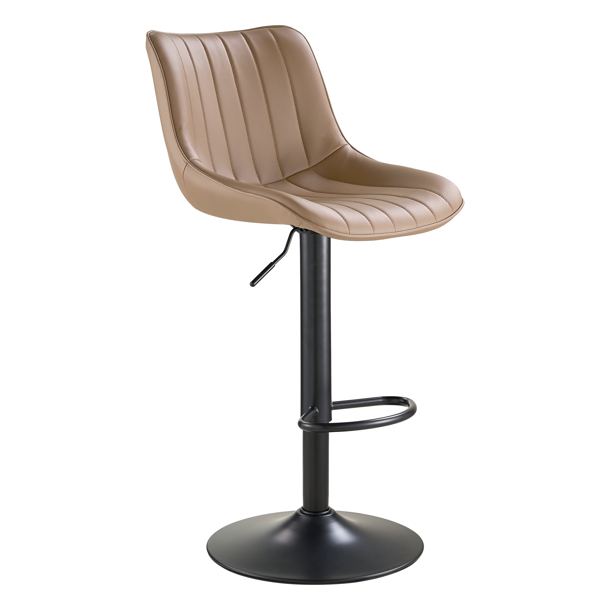 SAETSFEG Bar Stools, Adjustable Swivel Counter Height Bar Stool with Footrest, Modern PU Leather Bar Chairs for Kitchen Island, Dining Room, Oatmeal