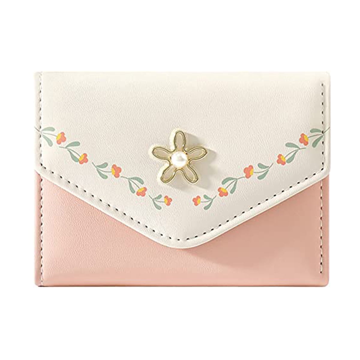 QingY Women Casual Pu Wallets Short Purses Tri Card Holder Solid Wallet Purse Walmart