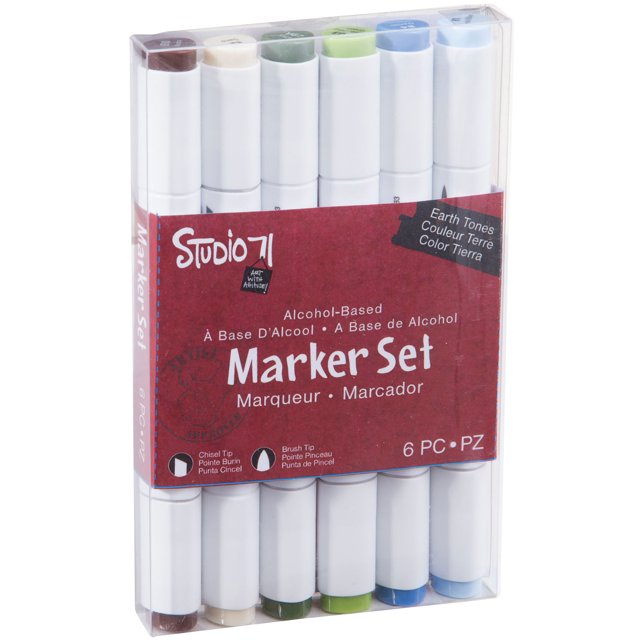 Ensemble de Marqueurs à Double Pointe pour Encre Alcool Studio 71 6/tonnes Pkg-Earth