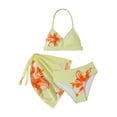 thumbnail image 3 of Girls 3 Piece Swimsuit Set Floral Print Backless Halter Neck Beach Swimwear Cute Bathing Suits for Girls Size 7-16 Years, 3 of 7