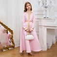 thumbnail image 2 of Staki Abayas for Girls Kids Girls Ramadan Muslim Lace Trim Maxi Dress with Belt Prayer Arabic Kaftan Dubai Islamic Eid Dresses 2T 3T 4T Pink,6-7 Years, 2 of 7