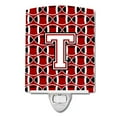 thumbnail image 1 of Carolines Treasures CJ1082-TCNL Letter T Football Cardinal & White Ceramic Night Light, 1 of 1