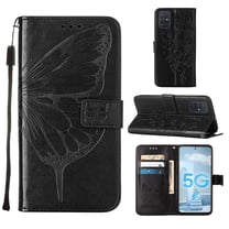 Galaxy A51 (5G) Phone Case, Dteck Embossed Butterfly PU Leather Wallet Foilo Case Stand Protective Cover with Hand Strap [Built-in card slots/money pocket] for Samsung Galaxy A51 5G, Black
