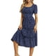 thumbnail image 2 of VISgogo Vestido de manga corta para mujer, vestido holgado con cintura elástica y cuello cuadrado con estampado de corazón pequeño, ropa informal simple de una pieza VISgogo  moda, 2 of 4