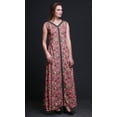 thumbnail image 3 of Bimba Leaves Printed Front Slit Sleeveless Summer Spring Women Maxi PartyDress-X-Small, 3 of 5