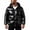 Black, variant on Men's Shiny Metallic Hooded Puffer Jacket, Solid Color Full Zip Long Sleeve Winter Warm Outerwear with Arm Pockets Silver XL