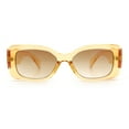 thumbnail image 3 of Womens Mod Minimalist Narrow Rectangle Thick Plastic Fashion Sunglasses Yellow Brown, 3 of 8