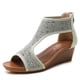 thumbnail image 5 of XIHAHA, sandalias informales de verano para Mujer, cuñas, zapatos de Mujer con punta abierta, comodidad en la playa, moda elegante con cremallera, ligero para Mujer al aire libre, 5 of 5