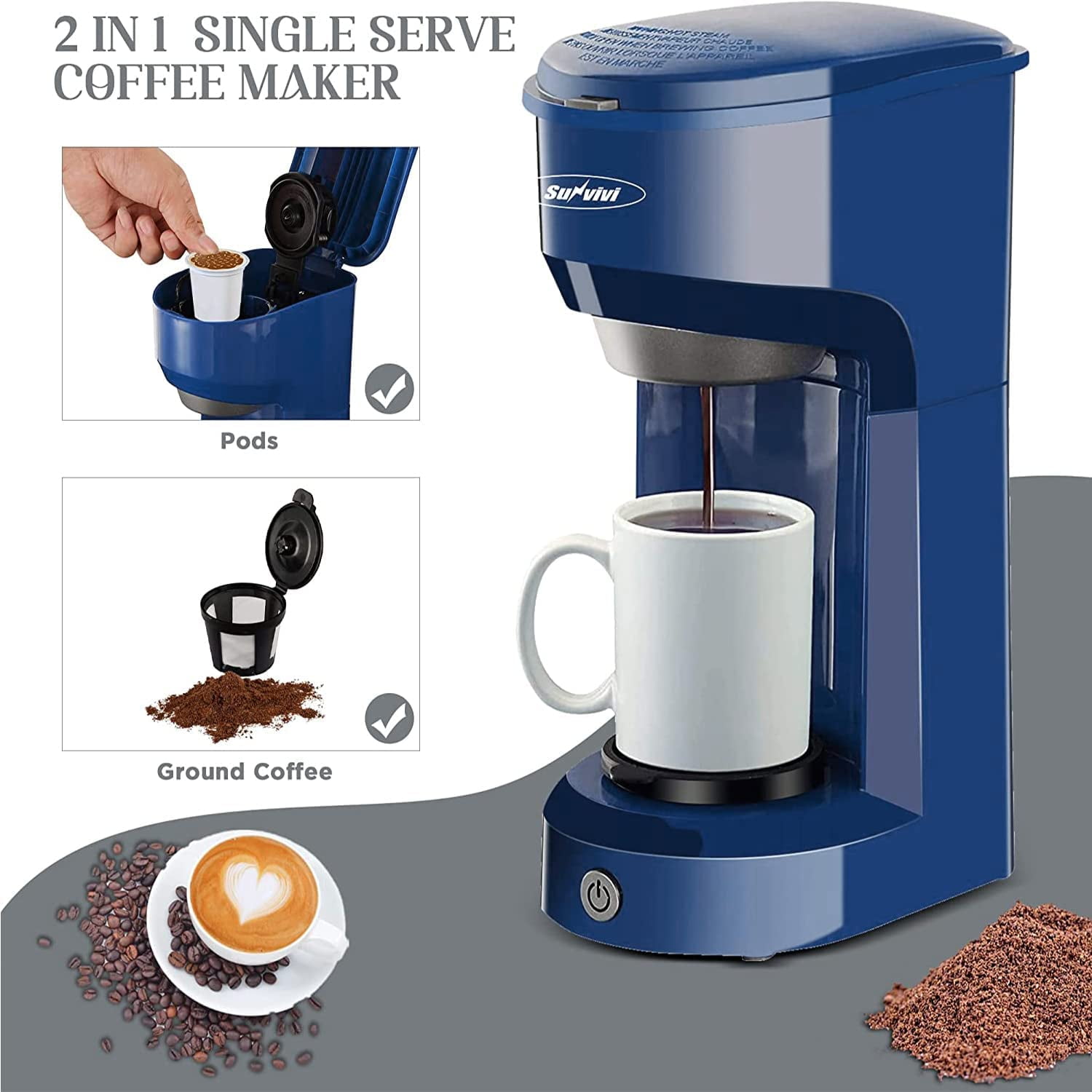 GCP Products GCP-US-574348 Single Cup Coffee Maker Personal, Single Serve  Coffee Brewer Machine, Compatible With Single-Cups Quick Brew Technology,  Prog…