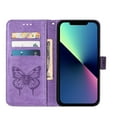 thumbnail image 5 of Mantto Wallet Case for iPhone 14 Pro Max, Magnetic PU Leather Flip [Wrist Strap] [Card Slots Holder] [Kickstand Feature] Embossed Butterfly Flower Case for iPhone 14 Pro Max 2022, Lightpurple, 5 of 8