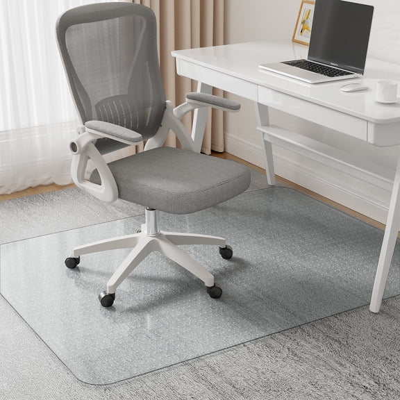 Delamu Office Chair Mat for Carpet, Clear Desk Mat with Extended Lip for Rolling Computer Chairs, Heavy Duty Vinyl Floor Protector for Low Pile Carpet, 36 x 48 in, Clear