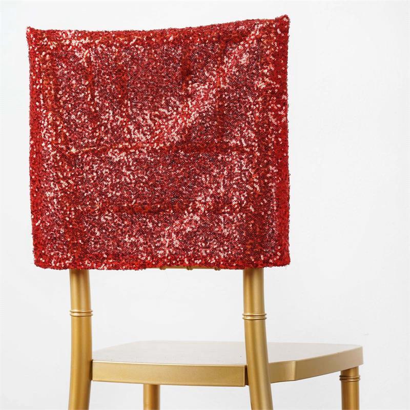 Efavormart 10PCS Shinny Sequin Chair Cap Slipcover Chivari Square Top
