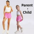 thumbnail image 2 of Butterfly Athletic Shorts Women Child Spandex Youth 2in1 Flowy Running Tennis Skirt Short Sport Summer Cool Casual Pants Girls (Mum Rose Red,L(55-62.5KGS)), 2 of 7