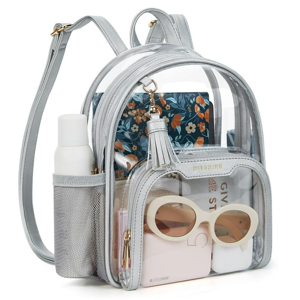 Mochila transparente de PVC plateado aprobada por Missnine Stadium