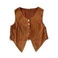thumbnail image 4 of Mercatoo Girls Tassel Vest Hippi1 Sleeveless Faux Suede R1v11s Kids Western Style Retro Performance Cowboy Co1girl Clothes, 4 of 5