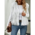 thumbnail image 2 of Rdhnmea Women Faux Fur Waistcoat Lightweight Sleeveless Open Front Short Vest Jacket Coat Outwear Gilet Casual Streetwear, 2 of 5