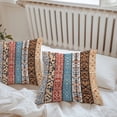 thumbnail image 5 of Boho Outdoor Pillow Covers Pack of 2 Retro Ethnic Vintage Floral Geometric Splicing Waterproof Throw Pillow Covers Decorative Cushion Cases for Patio Garden Tent Balcony Couch 24x24 inch, 5 of 8
