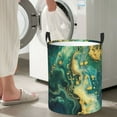 thumbnail image 5 of Sikiie Turquoise Golden Swirl Print Round Dirty Clothes Basket, Waterproof Standing Foldable Storage Basket, for Laundry Room, Bedroom, Bathroom Storage-Medium, 5 of 6