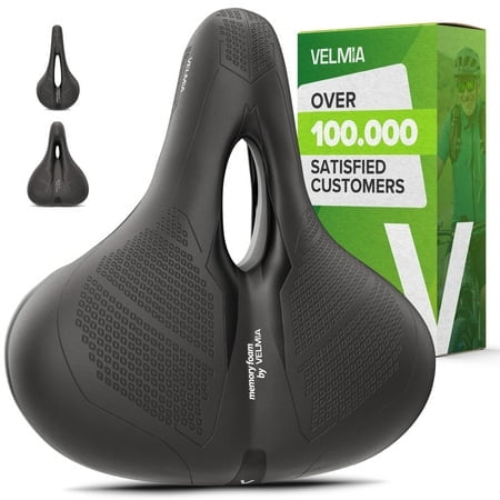 VELMIA Bike Seat Designed in Germany, Made of Comfy Memory Foam I Bicycle Seat for Men and Women, Waterproof Bike Saddle with Smart Zone-Concept I Exercise Bike Seat, Seat for BMX, MTB & Road