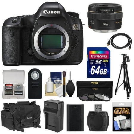 Canon EOS 5DS Digital SLR Camera Body with 50mm f/1.4 Lens + 64GB Card + Battery & Charger + Case + Filters + Tripod + Kit