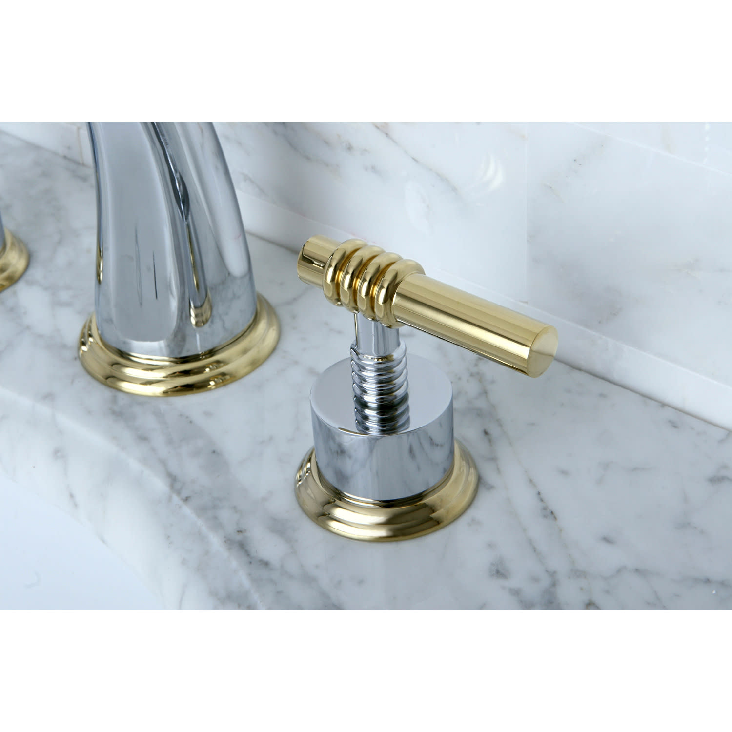Kingston Brass KS2967ML 8-Inch Widespread Lavatory Faucet, Brushed Nickel/Polished Chrome