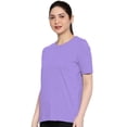 thumbnail image 4 of eloria Women's T-Shirt Round Neck Solid Color Plain Half Sleeve T-Shirt Color: Orchid Blue | Size: S, 4 of 7