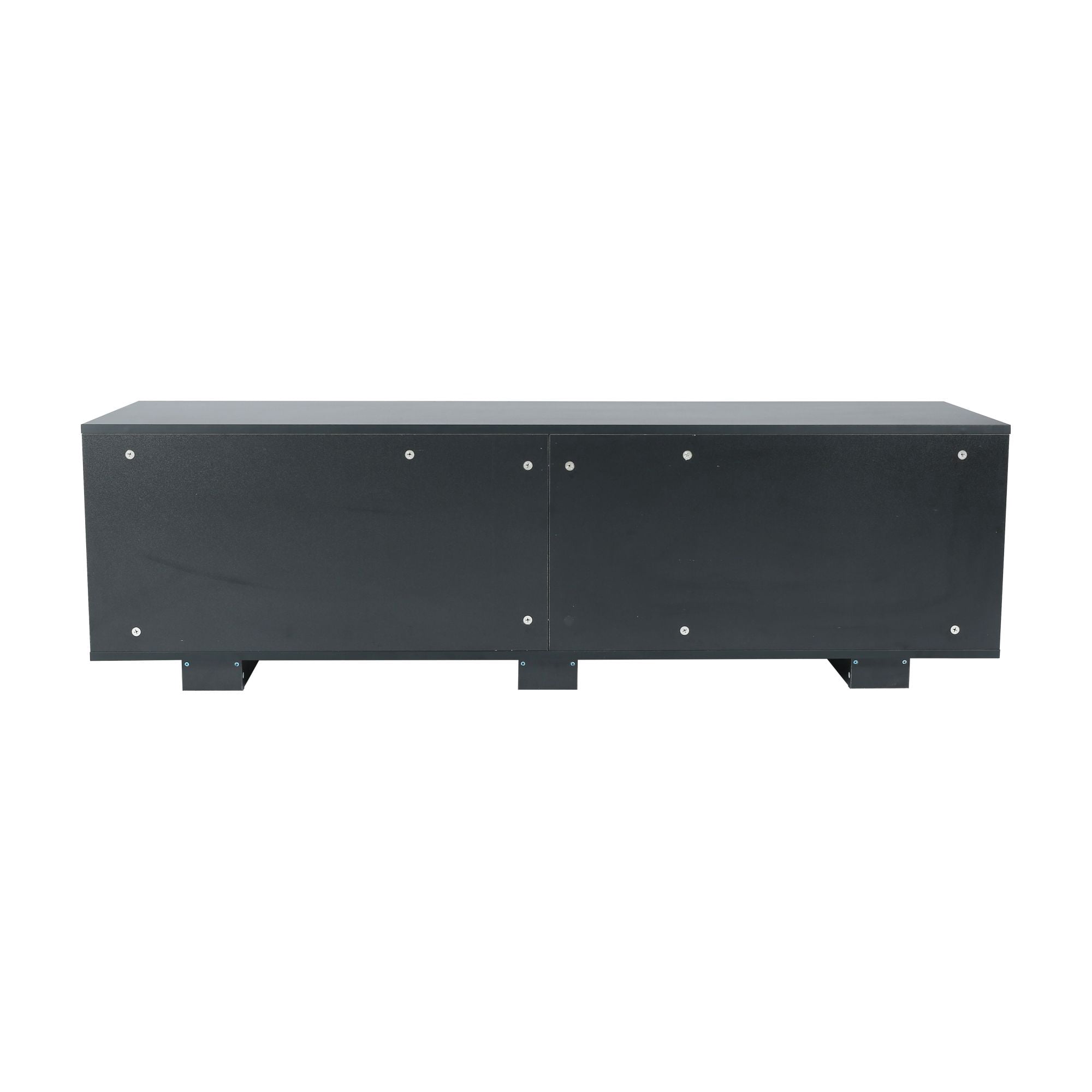 Momspeace Mid-Century TV Stand with 8 Open Storage Compartments, Vintage Media Console with Adjustable Shelves for TVs up to 65'' - Black
