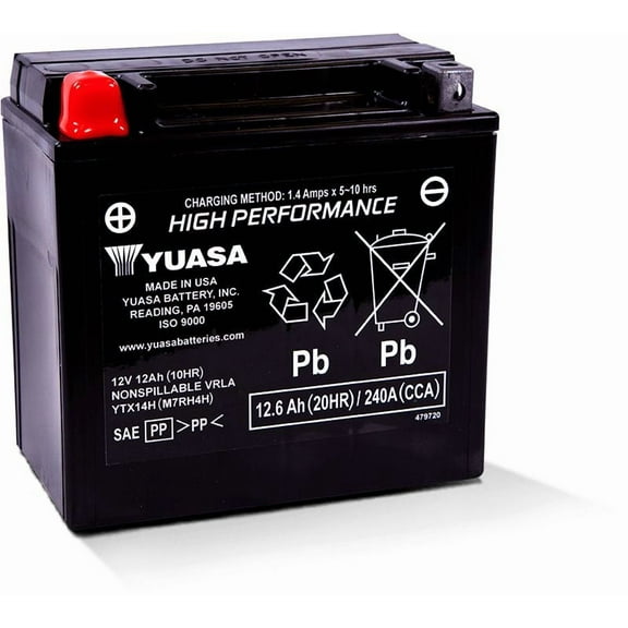 Yuasa YTX14H AGM High Performance Maintenance Free Battery (YUAM7RH4H)