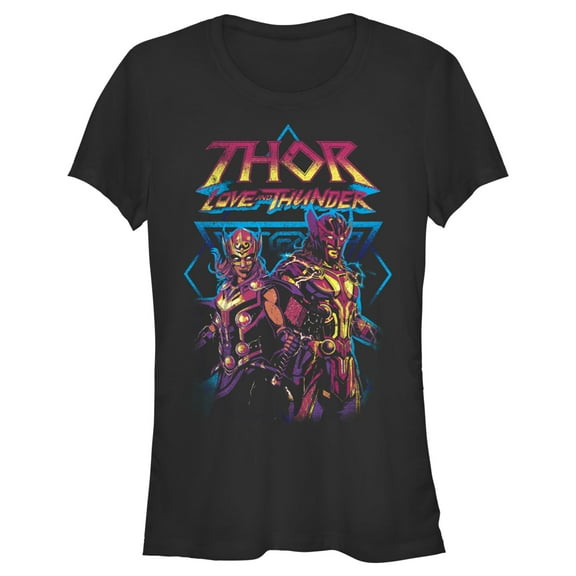 Junior's Marvel: Thor: Love and Thunder Distressed Main Characters Graphic Tee Black Large
