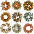 thumbnail image 2 of FlareFable 1.5FT Flower Halloween Wreath with Pumpkin, Artificial Greenery Garland with Flower Thanksgiving & Harvest Festival Decorations, Fake Floral Wreath for Front Door, Wall & Fall Decor, 2 of 9