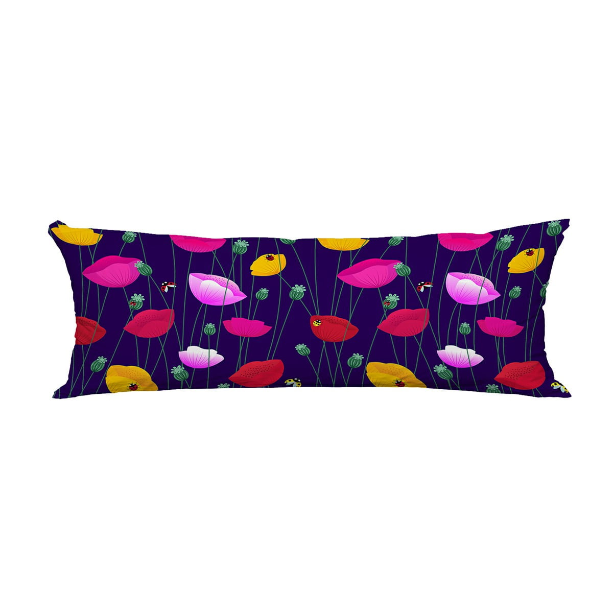 ABPHQTO Floral Colorful Poppy Flowers Ladybugs Body Pillow Covers