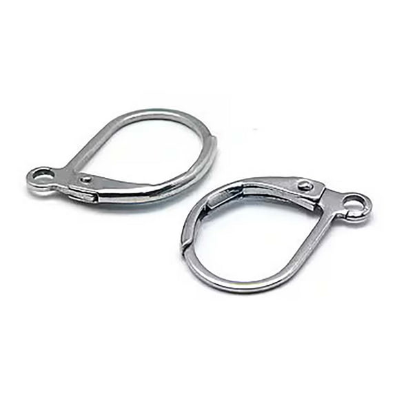 10 Plain Surgical Stainless Steel Hinged Leverback Silver Earring Findings with Open Loop for Charms or Dangles