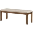 thumbnail image 5 of Benjara Nil 49 Inch Bench, Beige Polyester Upholstered Seat, Cherry Brown Wood, 5 of 5