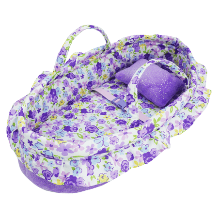 Lullaberry Cozy Dream Doll Bassinet - Baby Doll Portable Carrier - Fits for American Girl Dolls up to 18"(46cm) - Soft Pillow & Safety Buckle Included - Purple