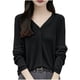 thumbnail image 2 of Cárdigan de moda para mujer, informal, de color liso, holgado, de manga larga, blusa de poliéster para mujer, 2 of 3