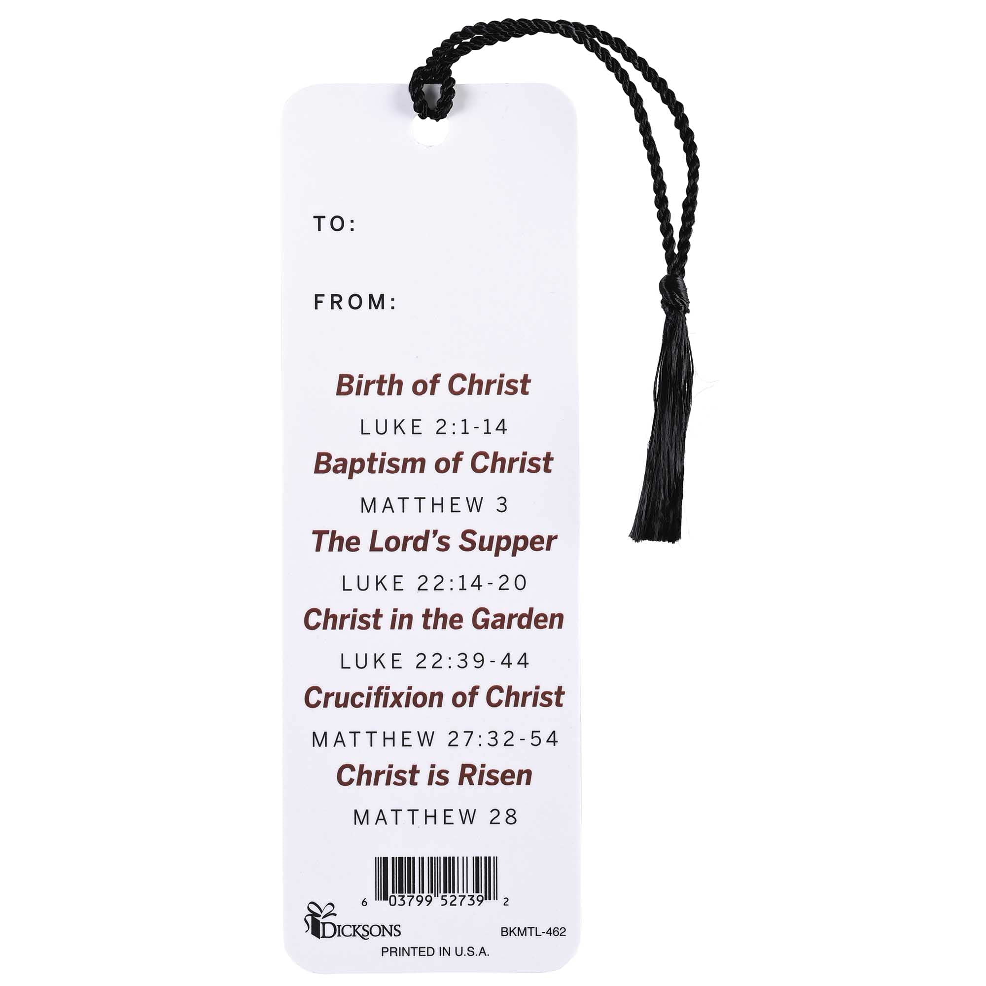Dicksons BKMTL-462 Life of Christ Tan and White 2 x 6 Inch Paper and Tassel Place Keeper Bookmark Pack of 12